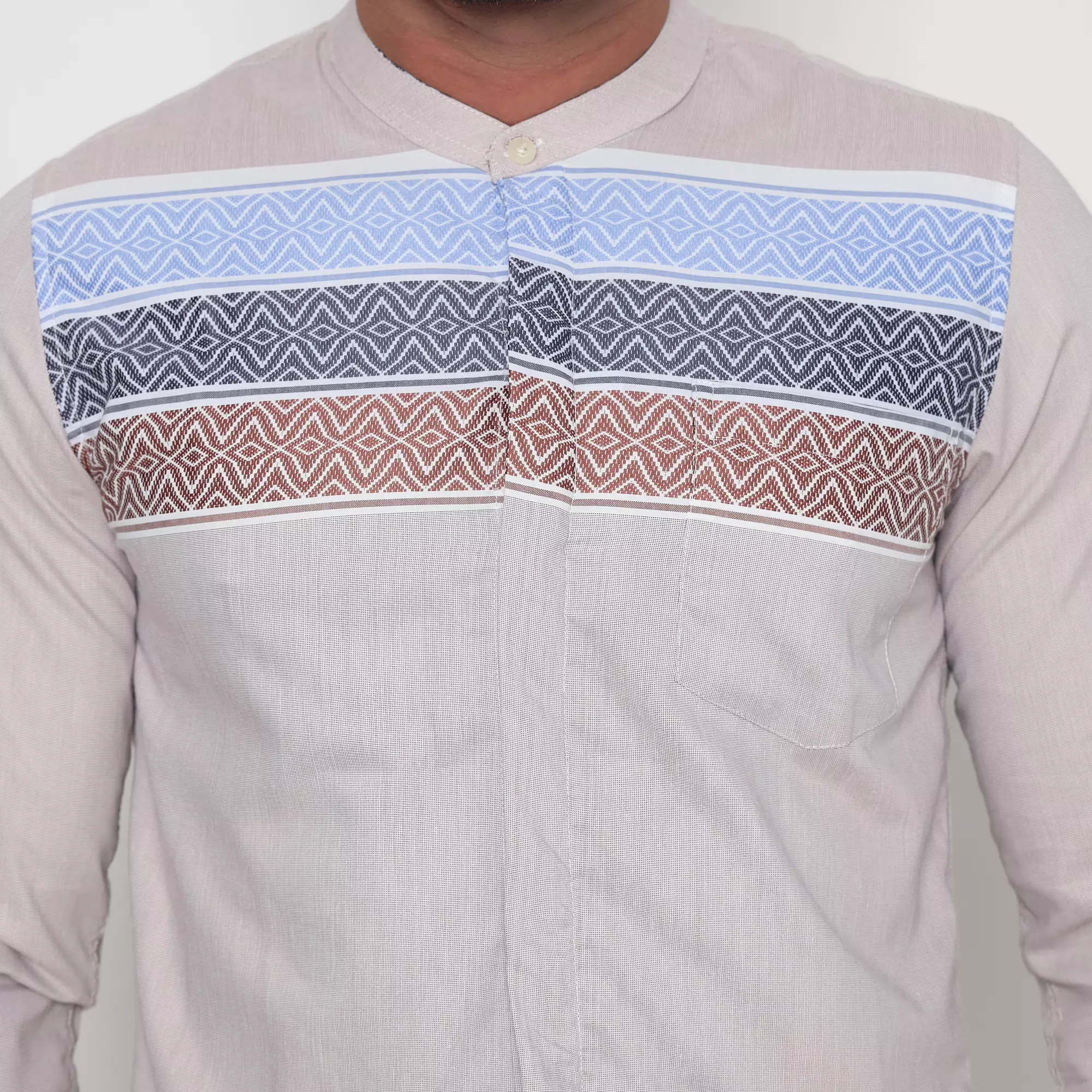 Platini Kemeja Pria Koko Shanghai Lengan Panjang Coklat 961201