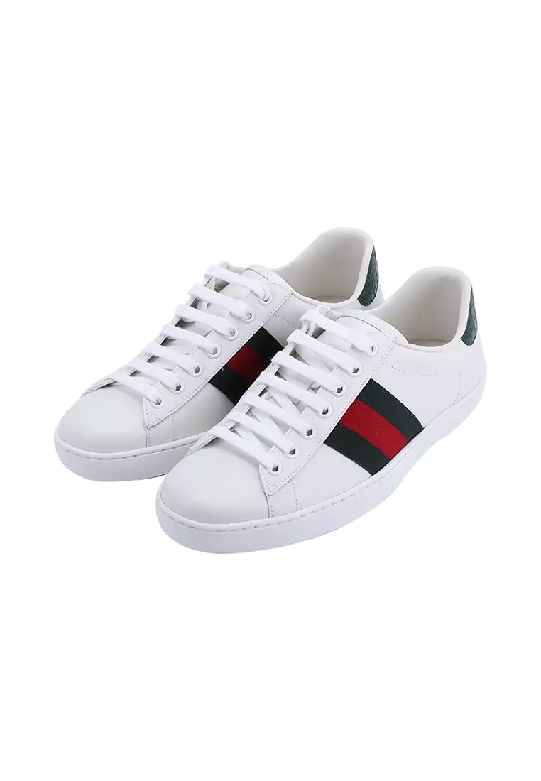 Gucci men's leather leisure sports white shoes 386750 A3830