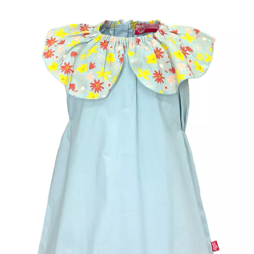 Pingu Long Dress Anak Perempuan Printing Flower Biru 91005830