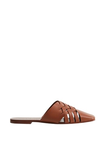 Violeta by MANGO brown Squared Toe Leather Shoes E5739SHB60E7DDGS_1