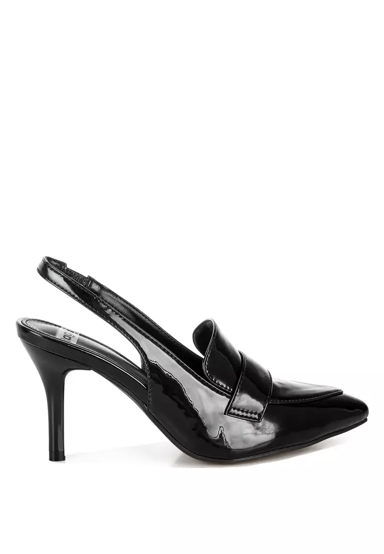 Slingback Loafer Sandals In Black