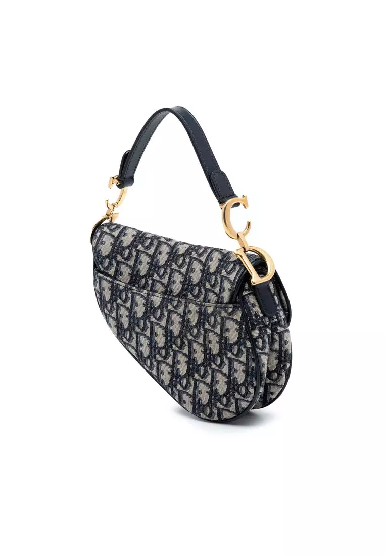 Pre-Loved Dior Mini Oblique Canvas Saddle Bag