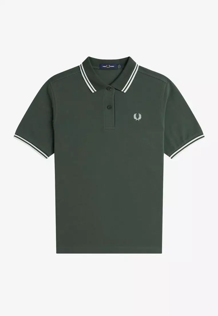 Fred Perry G3600 Twin Tipped Fred Perry Shirt (Court Green / Honeycomb / Honeycomb)