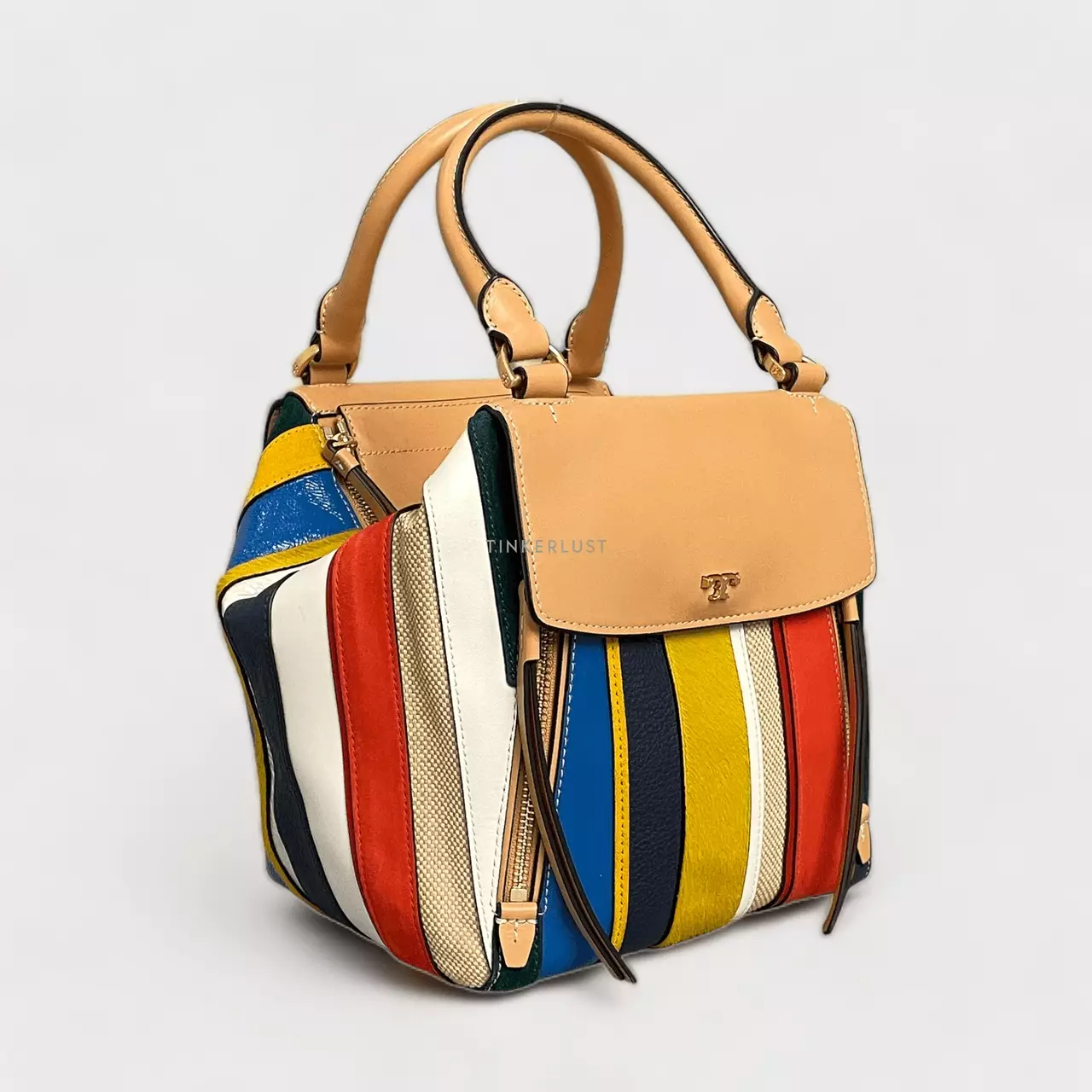 Tory burch half moon stripe satchel shop