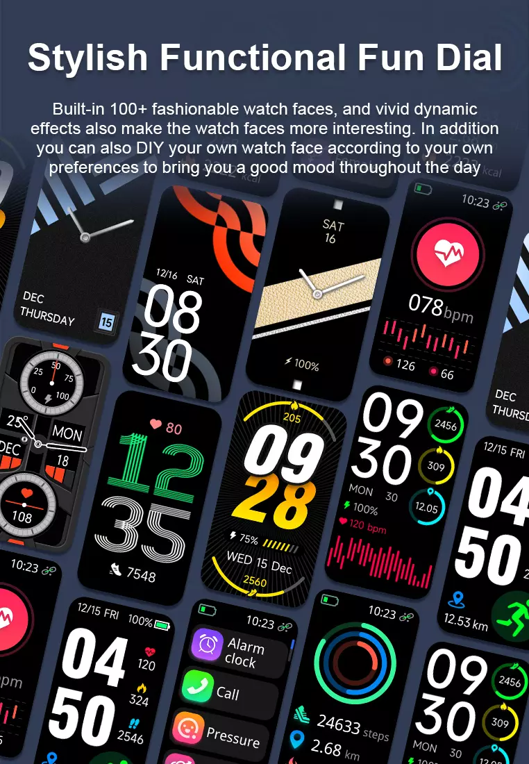 SmartWatch Voice Calling 24H Health Monitor 100+ Sports Modes Waterproof Bracelet 1.47“ Bluetooth Display Smartwatch black