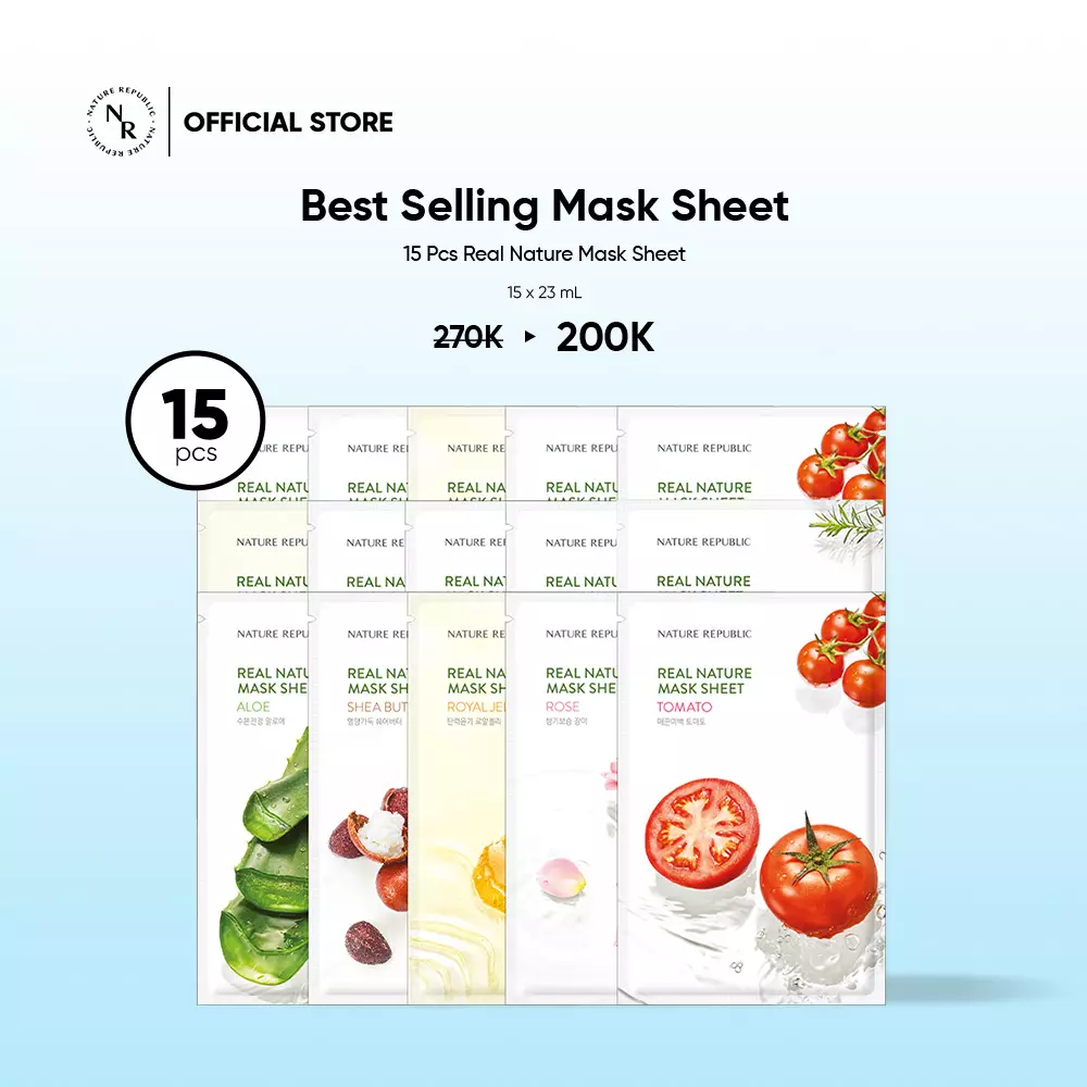Royal Jelly | NATURE REPUBLIC Real Nature Mask Sheet | Aloe Vera Mask, Soothing, Moisturizing, Brightening, Anti-Aging, Hydrating, Pore Care, Oil Control Sheet Mask