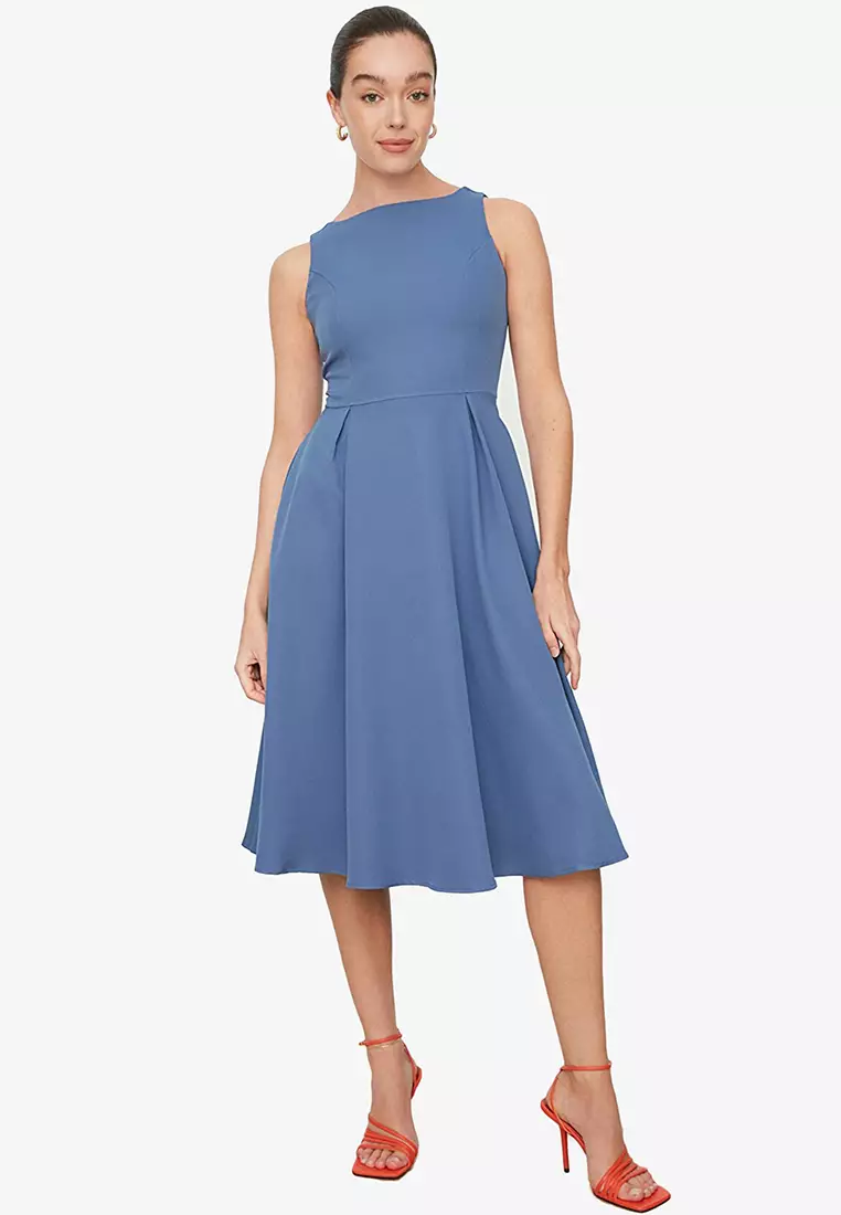 Buy Trendyol Boat Neck Midi Dress 2024 Online | ZALORA Philippines