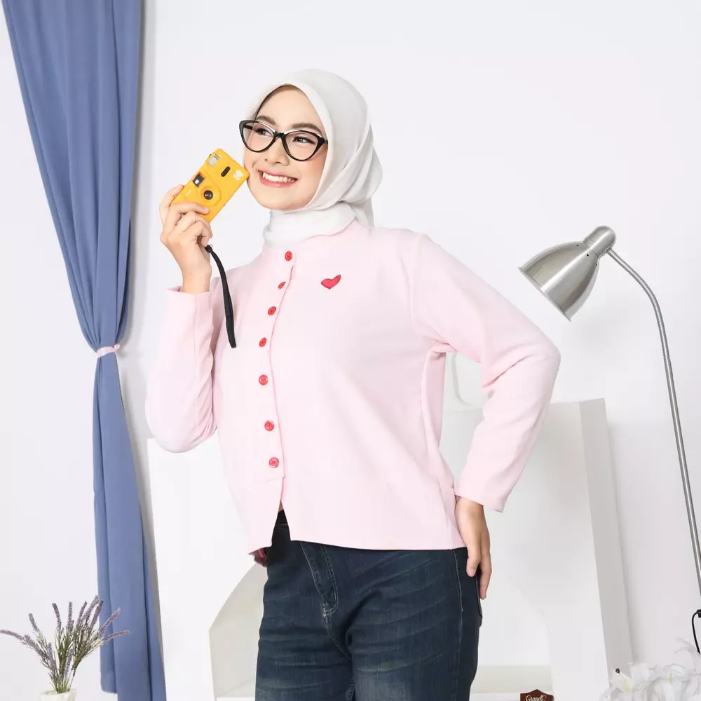 Heart Knit Cardigan - Soft Pink M19828 R58S1