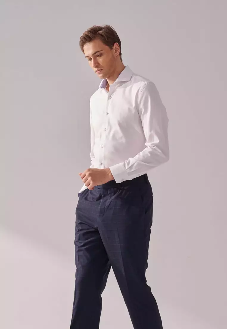 White Textured Classic Fit Shirt
