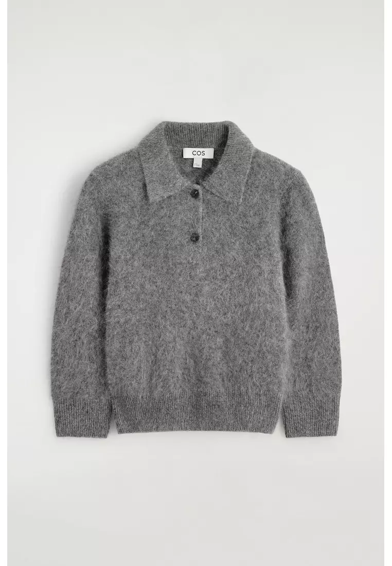 BRUSHED MERINO WOOL POLO JUMPER