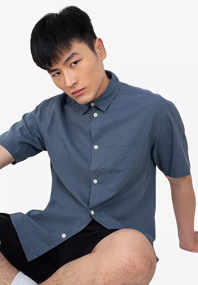 H&m men's short store sleeve button up