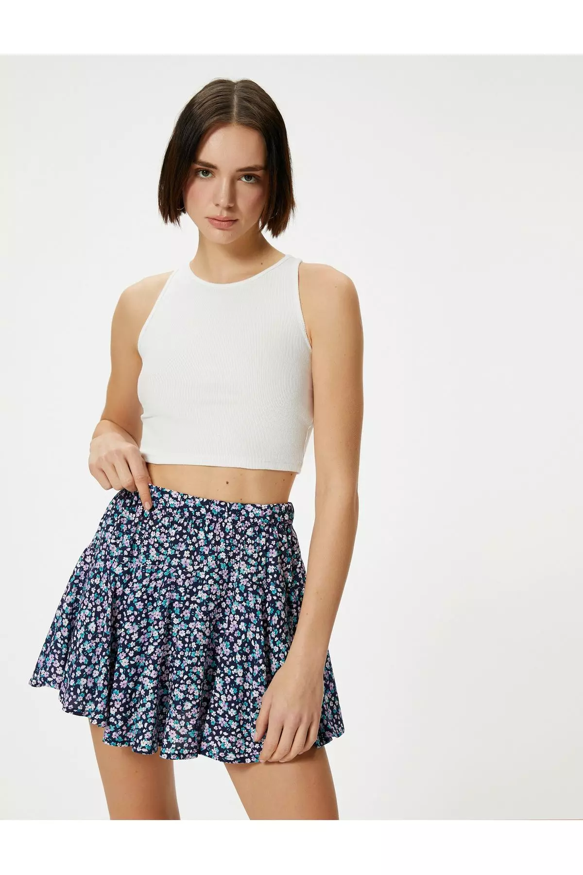 KOTON Floral Mini Short Skirt Viscose Fabric Comfortable Fit 2025