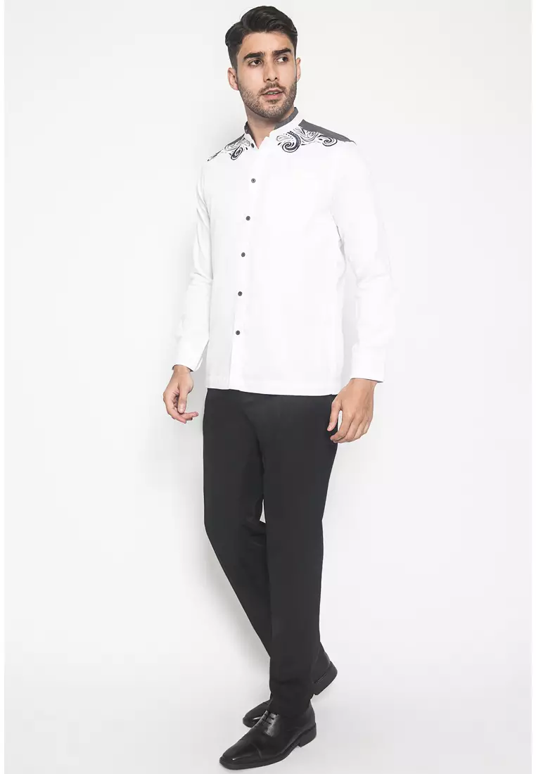 LGS - Baju Koko - Kemeja Koko - Koko Bordir - Motif - Putih - Regular Fit - CSH.285.S1050K.346.C