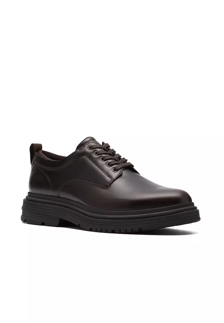 Mens Badbury Lace Derby Shoes - Dark Brown Lea