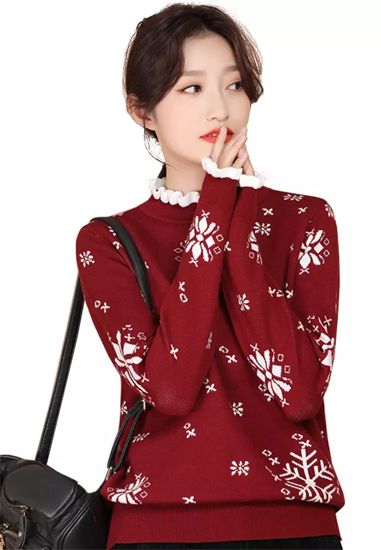 Red on sale lace jumper