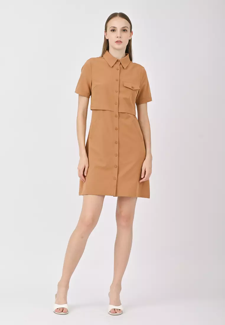 衬衫迷你连衣裙