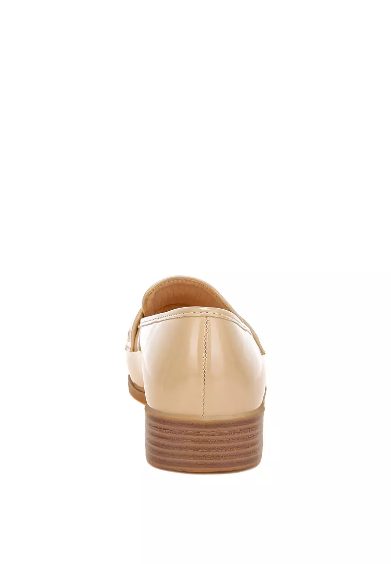 Penny Strap Detail Loafers in Beige