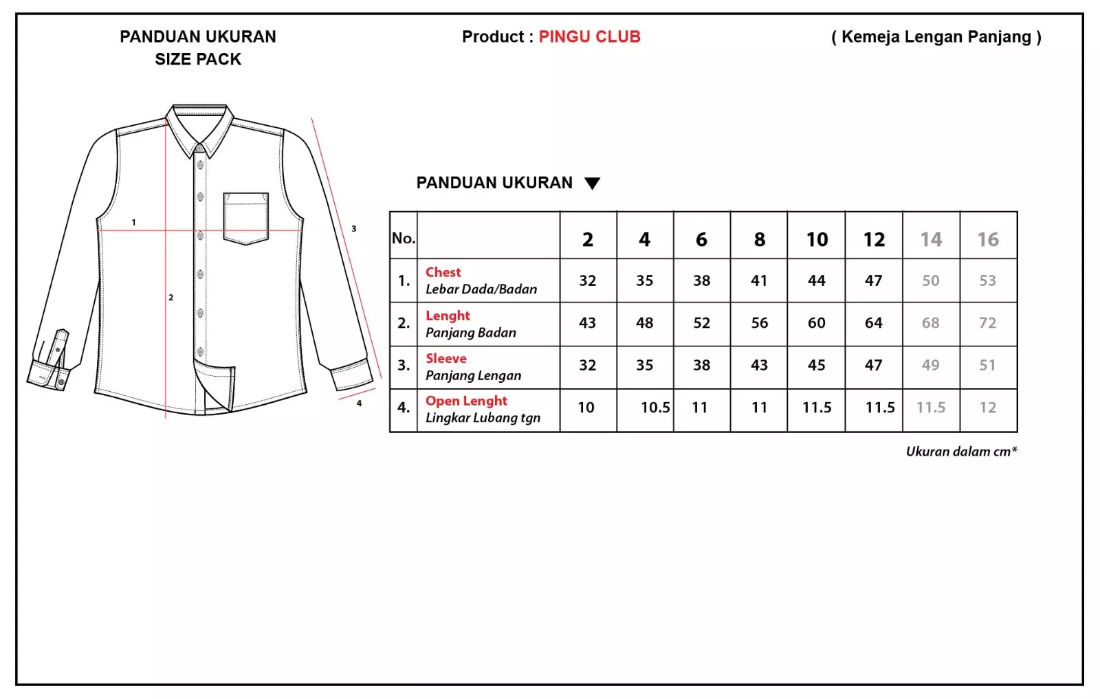 Pingu Kemeja Anak Laki Laki Kotak-Kotak Panjang Biru Muda 92100531