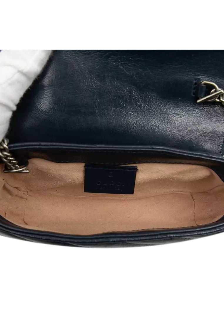 Pre-Loved Gucci Super Mini Gg Marmont Matelasse Leather Torchon Flap Crossbody