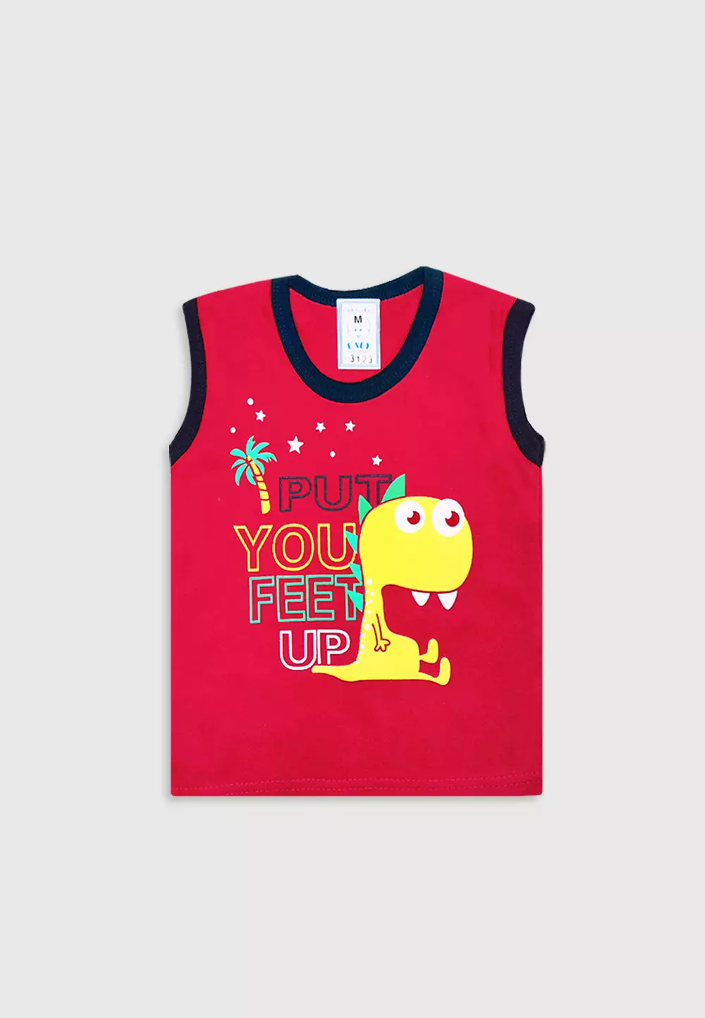 Wakakids Setelan Baju Singlet Bayi Anak Laki Laki Usia 6 Bulan Hingga 12 Bulan Motif Put You Dino 3123 Merah