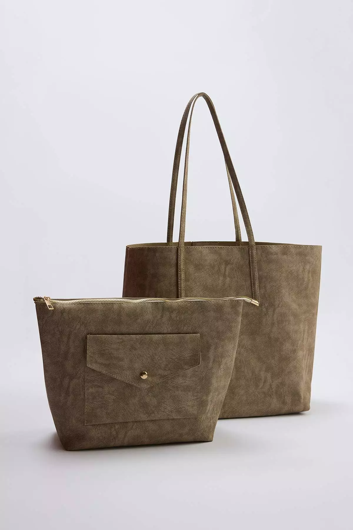 Dark Beige Women'S Maxi Size Shoulder Bag With Computer Bag/Pouch Takss26Oc00031