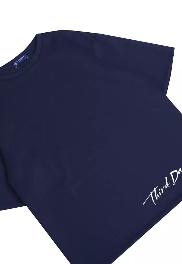 MTT84 kaos oversized estetik bahan tebal scubalux "thirdday long sign" navy