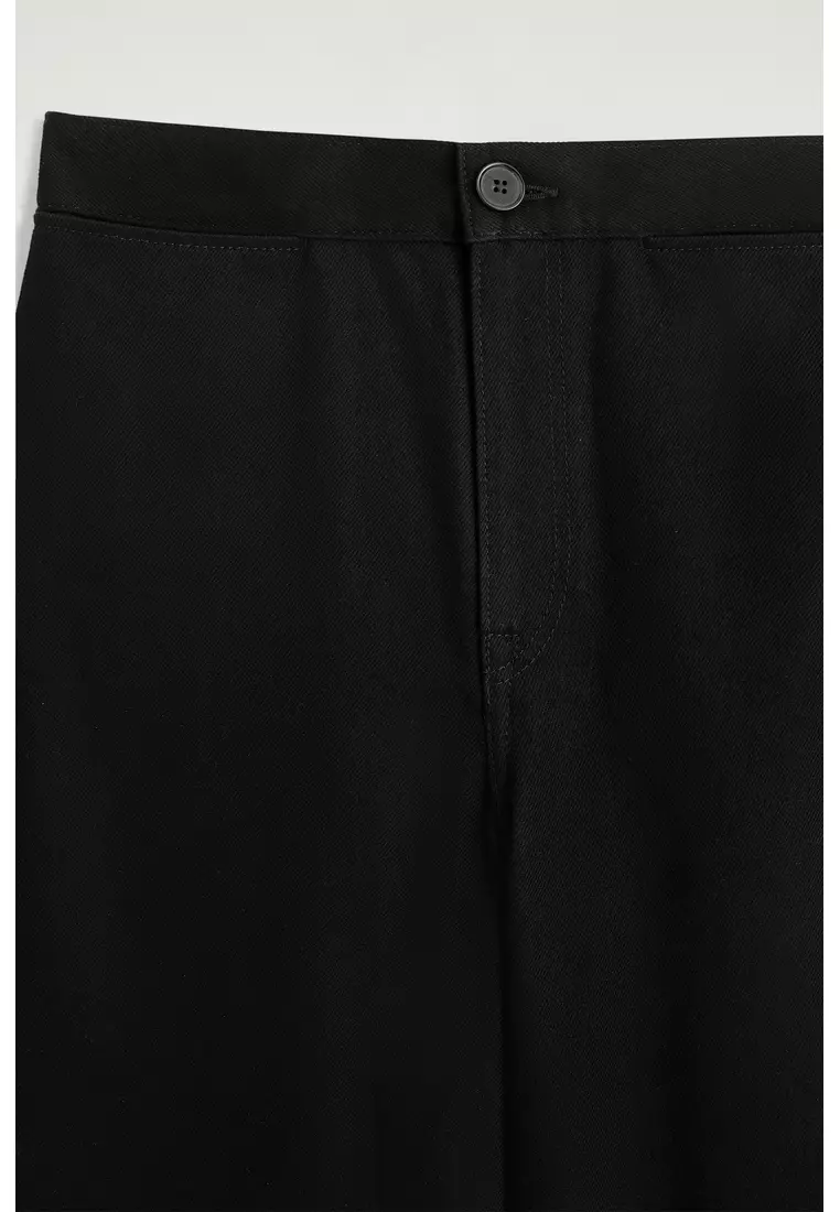 CROPPED WIDE-LEG DENIM TROUSERS