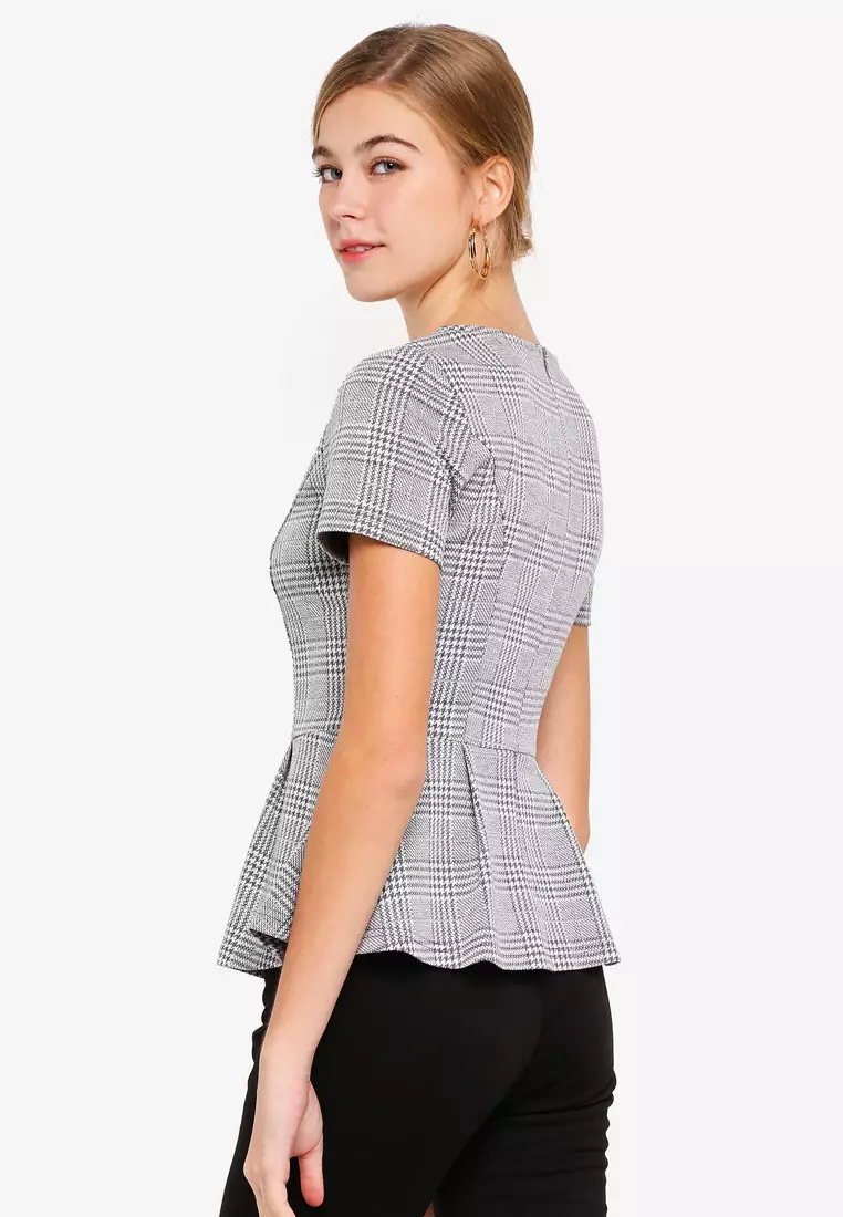 Dressing Paula Short Sleeve Plaid Peplum Top 2024 Buy Dressing