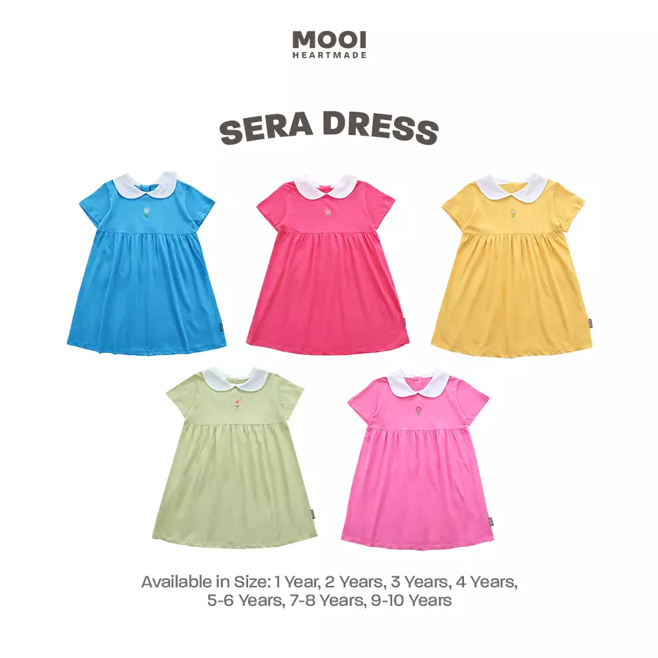 Mooi Dress Anak Perempuan Sera Dress - Bright Pink