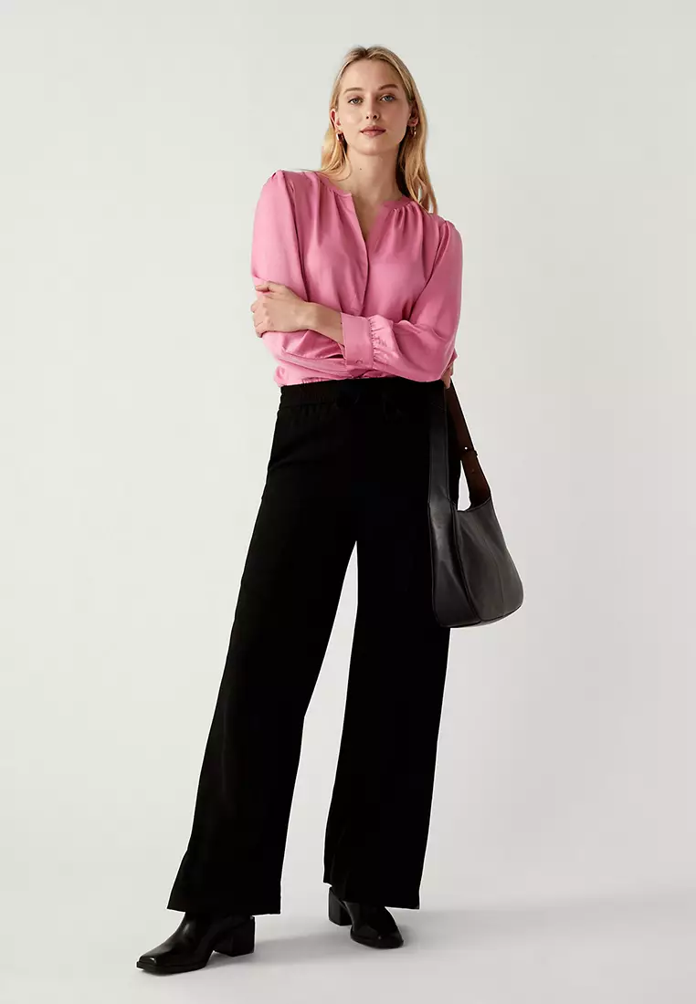 Round Neck Popover Blouse