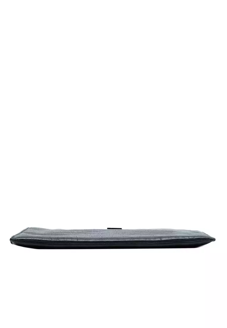 Pre-Loved Saint Laurent Croc Embossed Leather Monogram Clutch