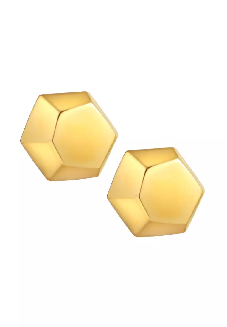 Gold hexagon stud earrings hotsell