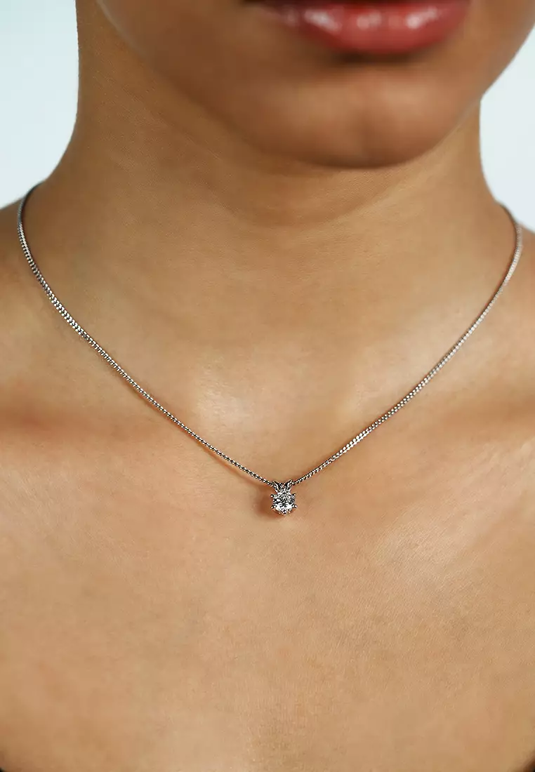 0.50ct Six-Prong Lab Grown Diamond D/E-VVS/VS Solitaire Pendant Necklace in 18K White Gold