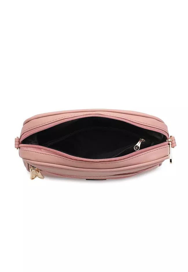 Multi Compartment Crossbody Bag / Sling Bag - Pink