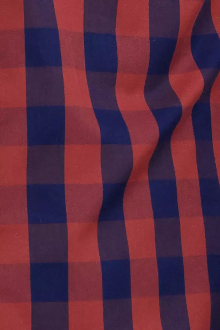 MANZONE - Kemeja Lengan Panjang Pria Austin Slim Fit - Maroon Warna Maroon