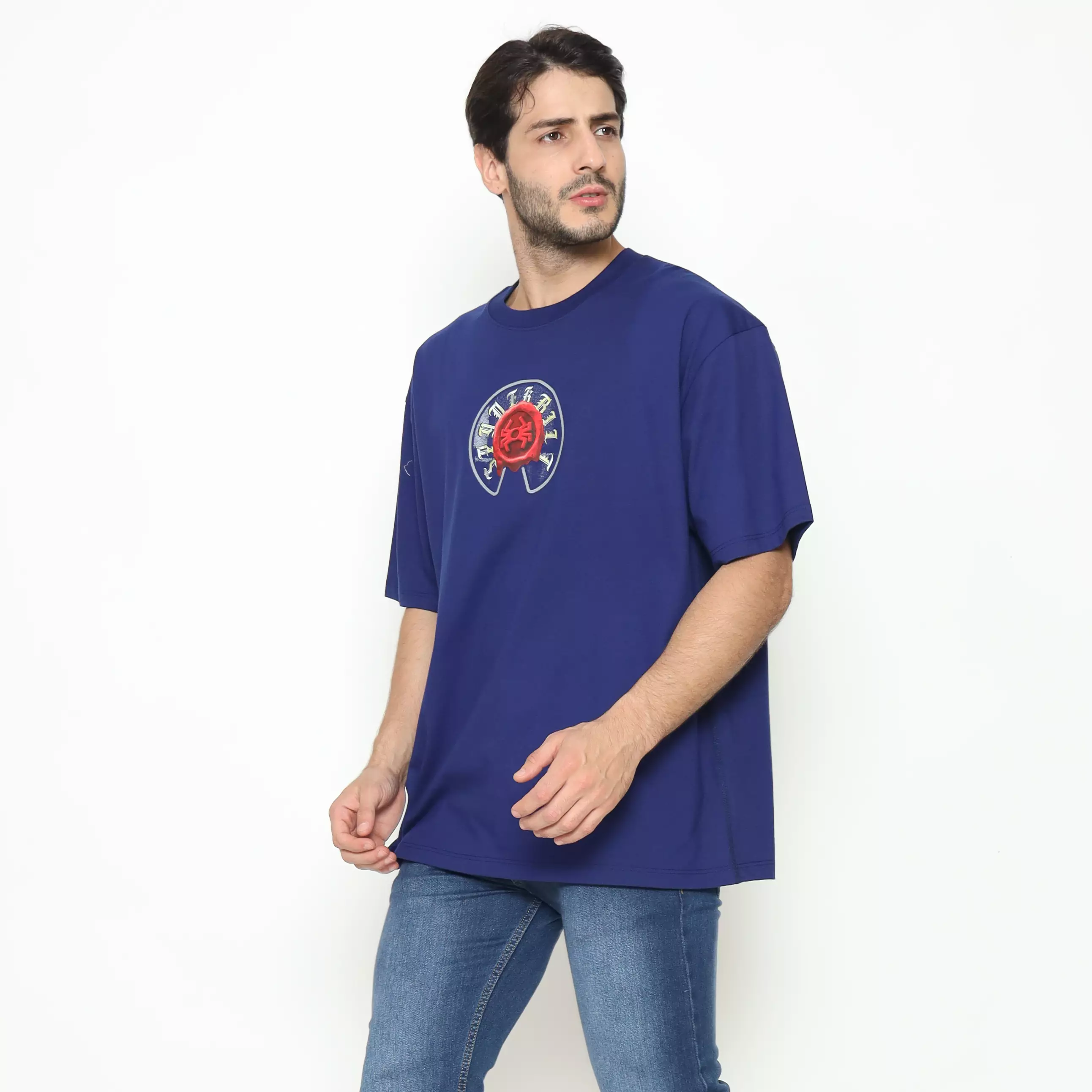 Spyderbilt Kaos lengan pendek Pria Chromium Oversize Men Tee Planet Surf