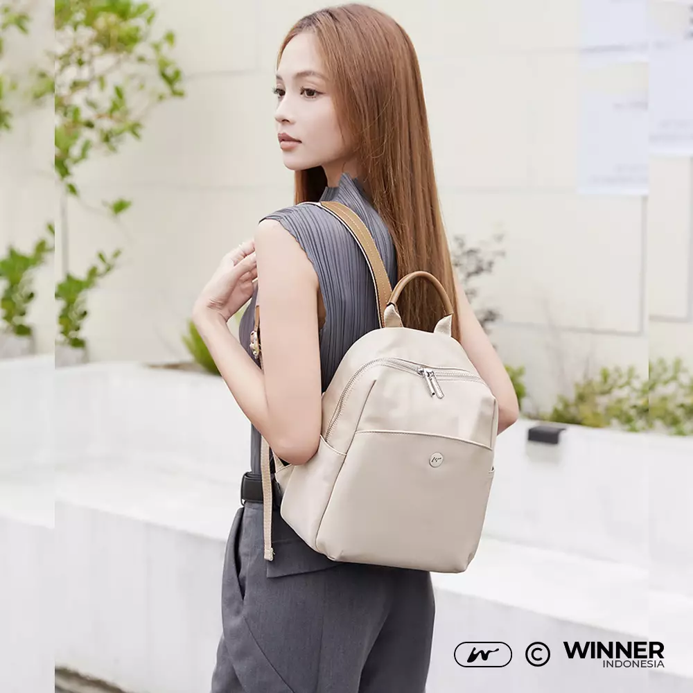 Tas Ransel Nylon Anti-Air Backpack Korean Style (T14-048-6163) - Hitam Medium