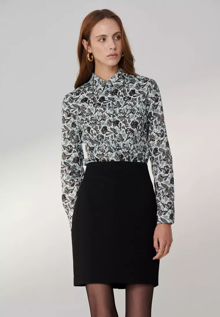 Black Textured Cut Out Skirt