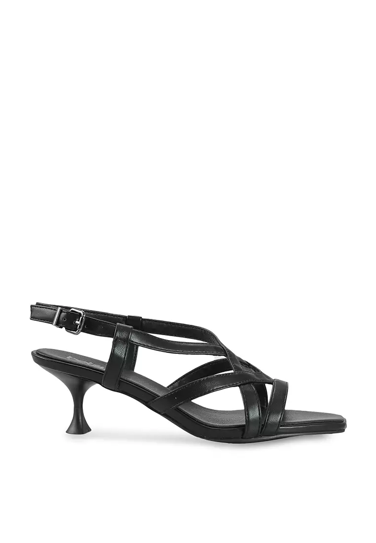 Kitten heel cheap black strappy sandals
