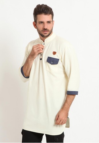 Jual ZAYIDAN Kaos  Gamis  Denim  Pocket Zayidan Putih 