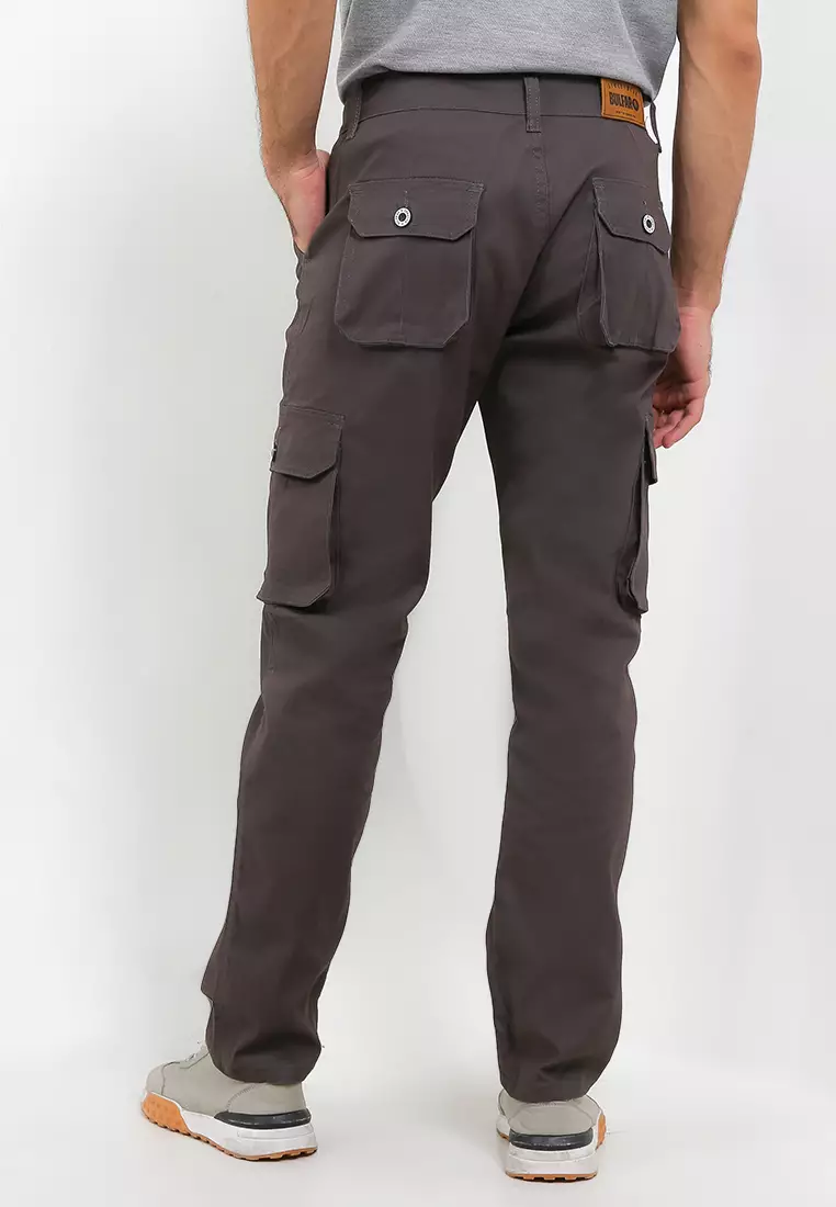 Celana Cargo Pants Cotton Twill Stretch - Grey