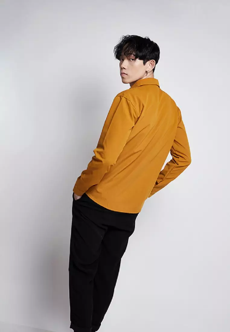 Jaket parka outer jaket pria semi parka warna Mustard
