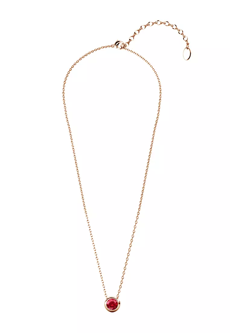 Birth Stone Moon Pendant July Ruby RG - Kalung Crystal Swarovski by Her Jewellery