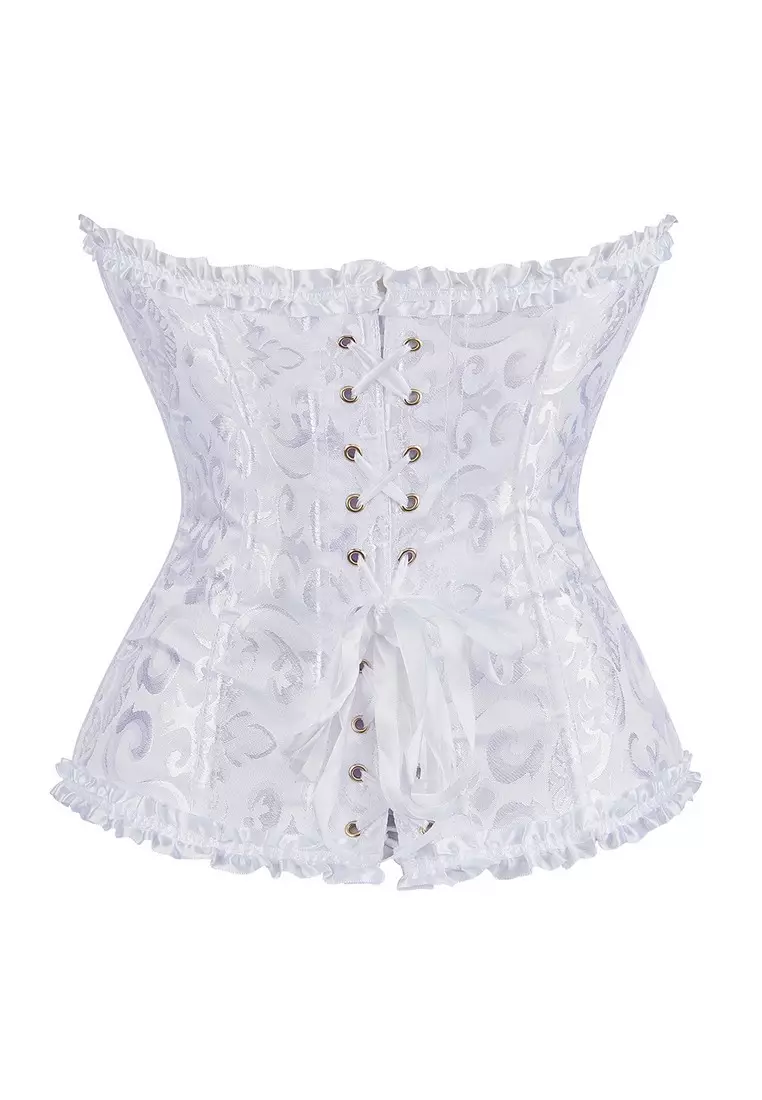 French Embroidered Lace Corset Soft Steel Beauty Back Bra-White