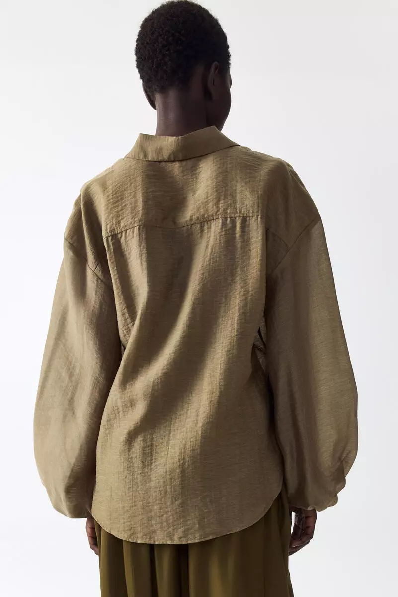 Linen-blend blouse