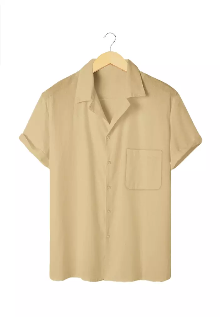 Ryusei Kemeja Pantai Rei Pocket Peach Yellow Plus Size