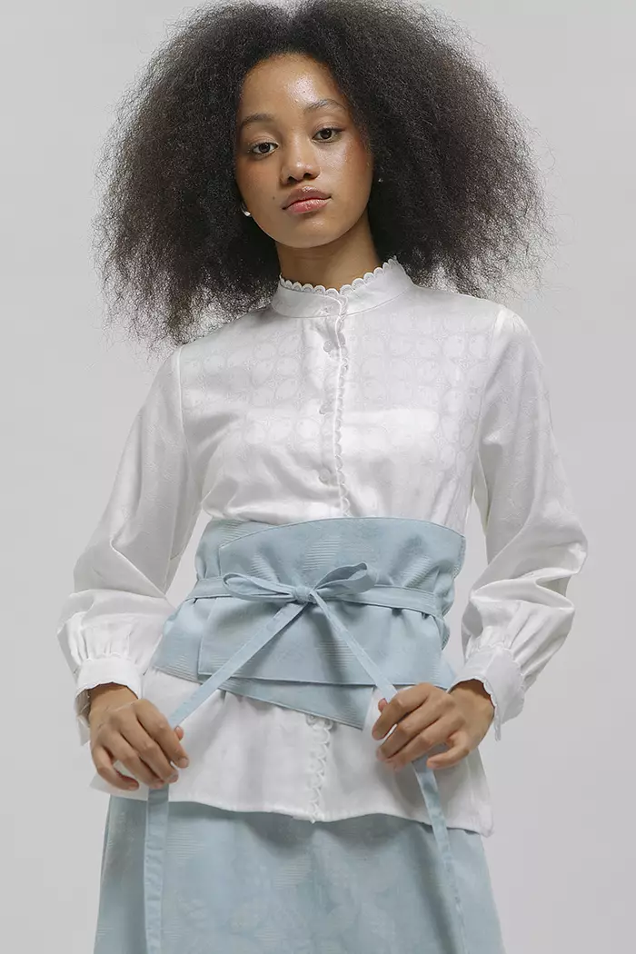 COTTONINK - Aksesoris Obi Belt Amita Kawung Biru Muda #Archipelago2025