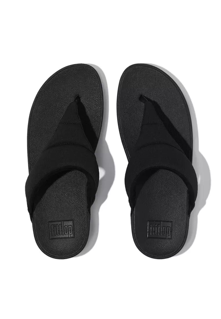 FitFlop LULU Water-Resistant Quilted Ripstop Toe-Post Sandals - All Black (ID1-090)