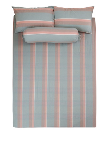 Milliot & Co. blue Dora Stripy SS 3-pc Fitted Sheet Set F78ADHLEE00534GS_1