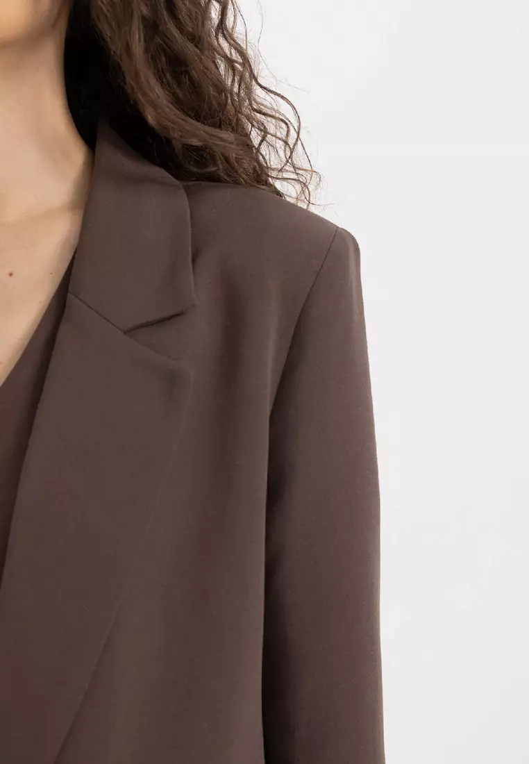 Oversize Linen Blend Blazer Jacket